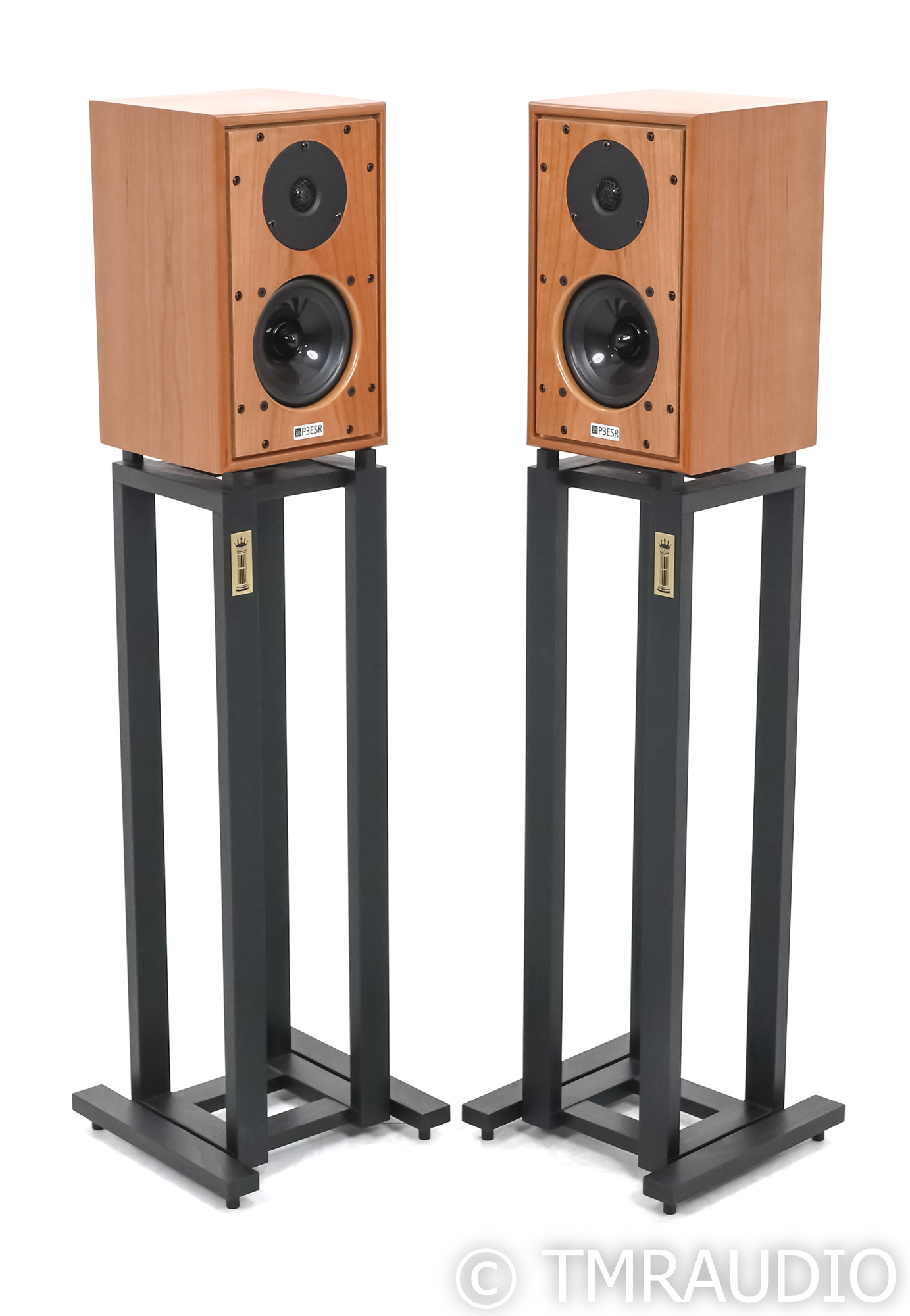 Harbeth P3ESR XD Bookshelf Speakers; Cherry Pair w/ Ton Traeger Stands