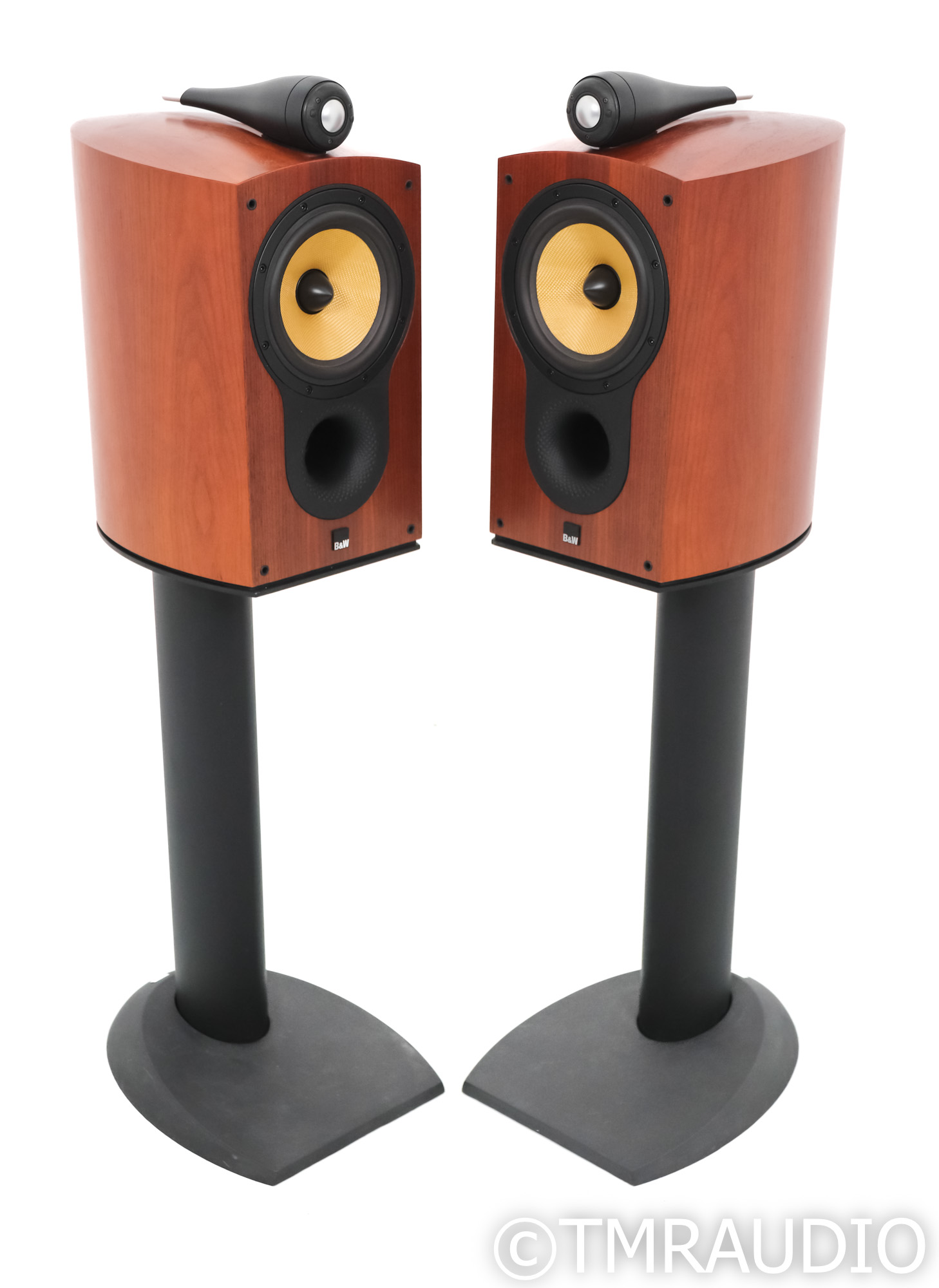 B&W Nautilus 805 S Bookshelf Speakers; Rosenut Pair w/ Stands