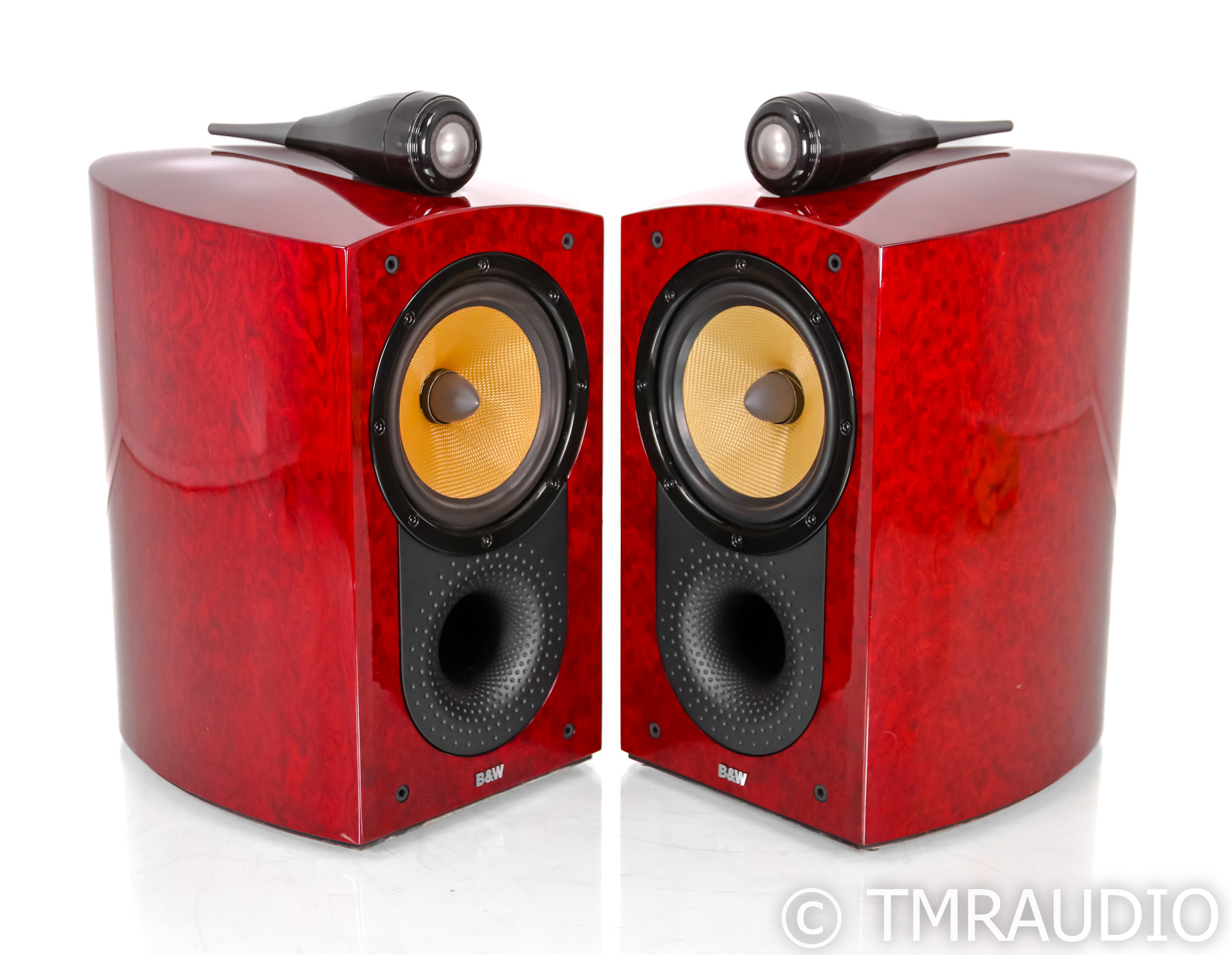 B&W Signature 805 Bookshelf Speakers; Red Birds Eye Maple