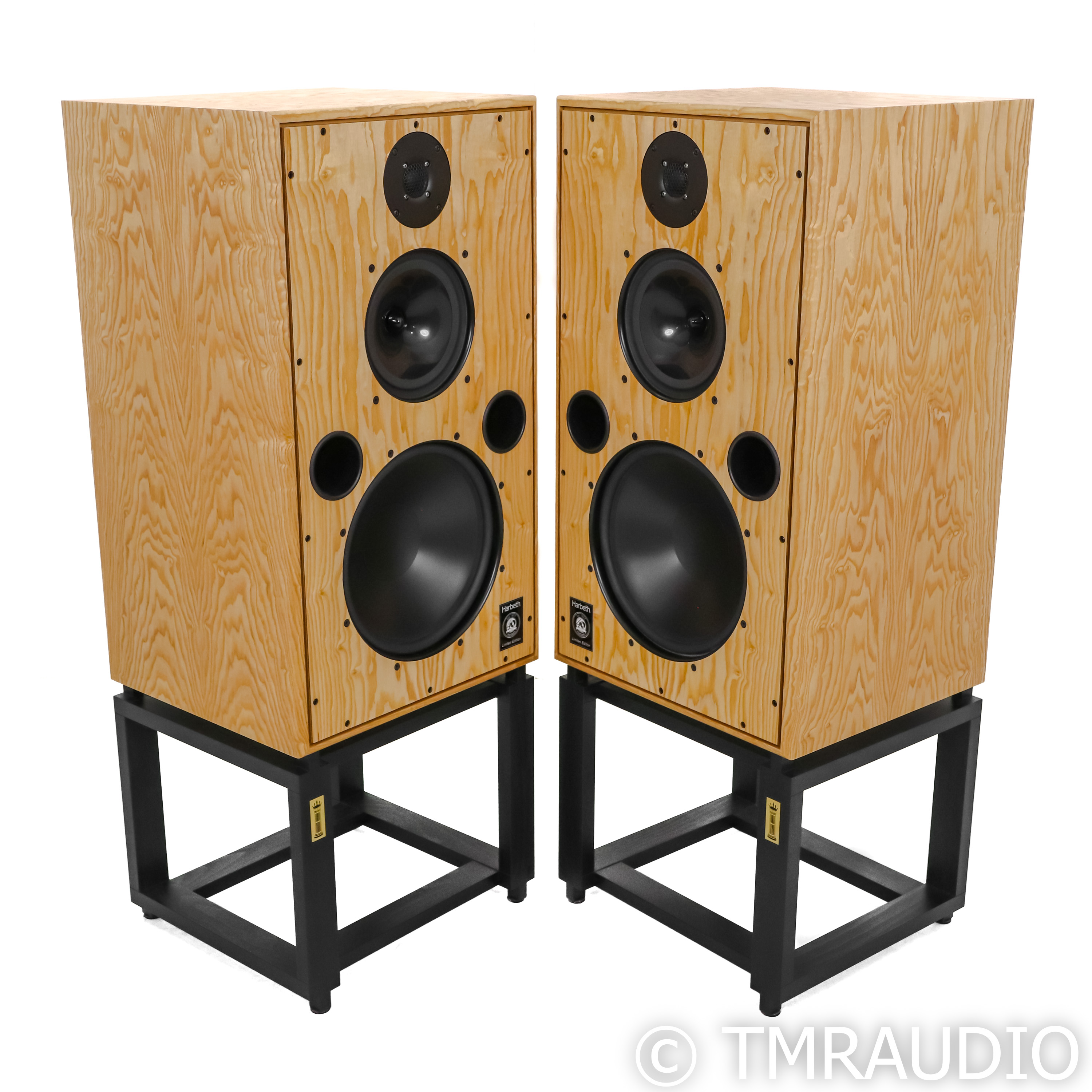 Harbeth 40th Anniversary Bookshelf Speakers; Tamo Ash Pair; Ton Trager  Stands