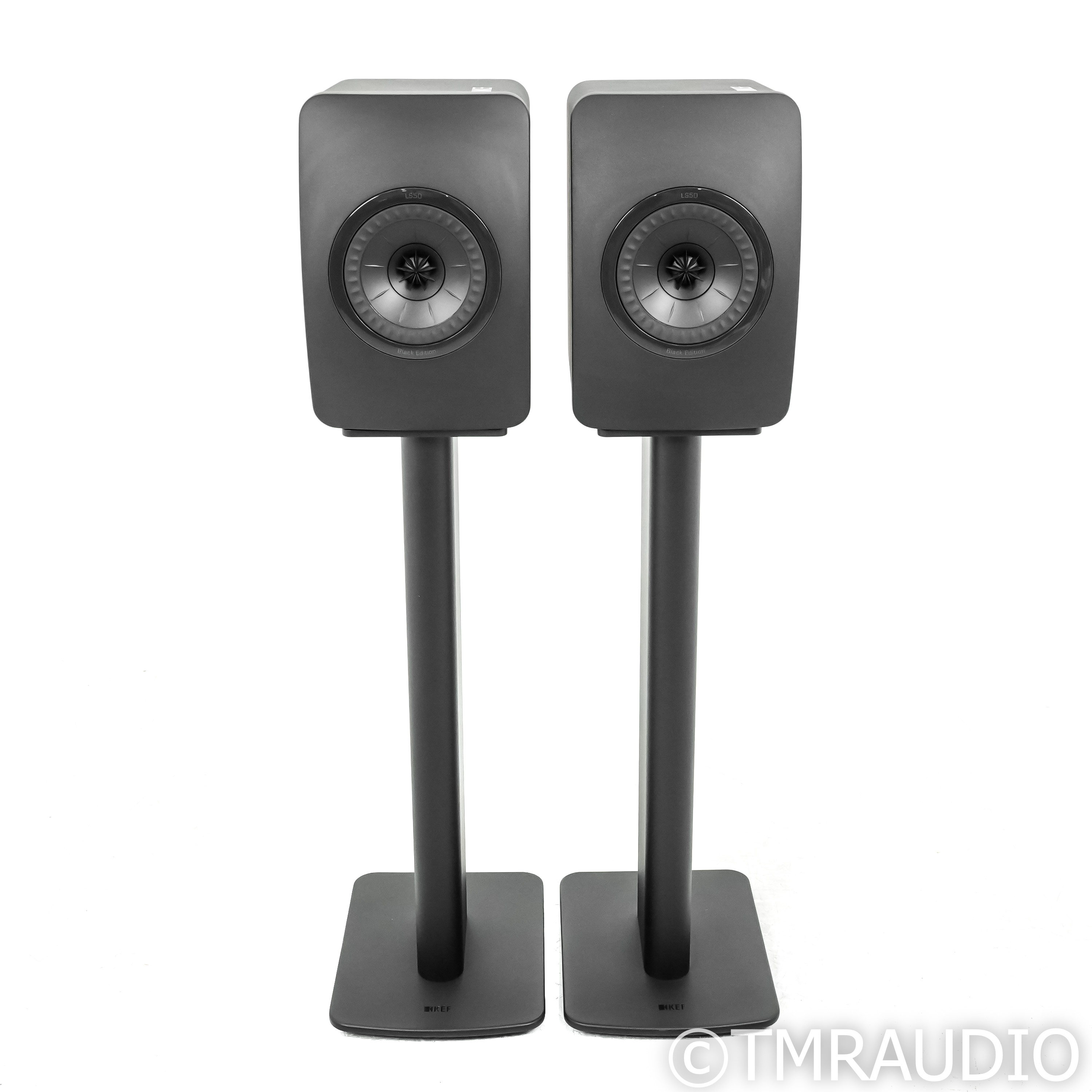 KEF LS50 Black Edition Bookshelf Speakers with Stands; Pair