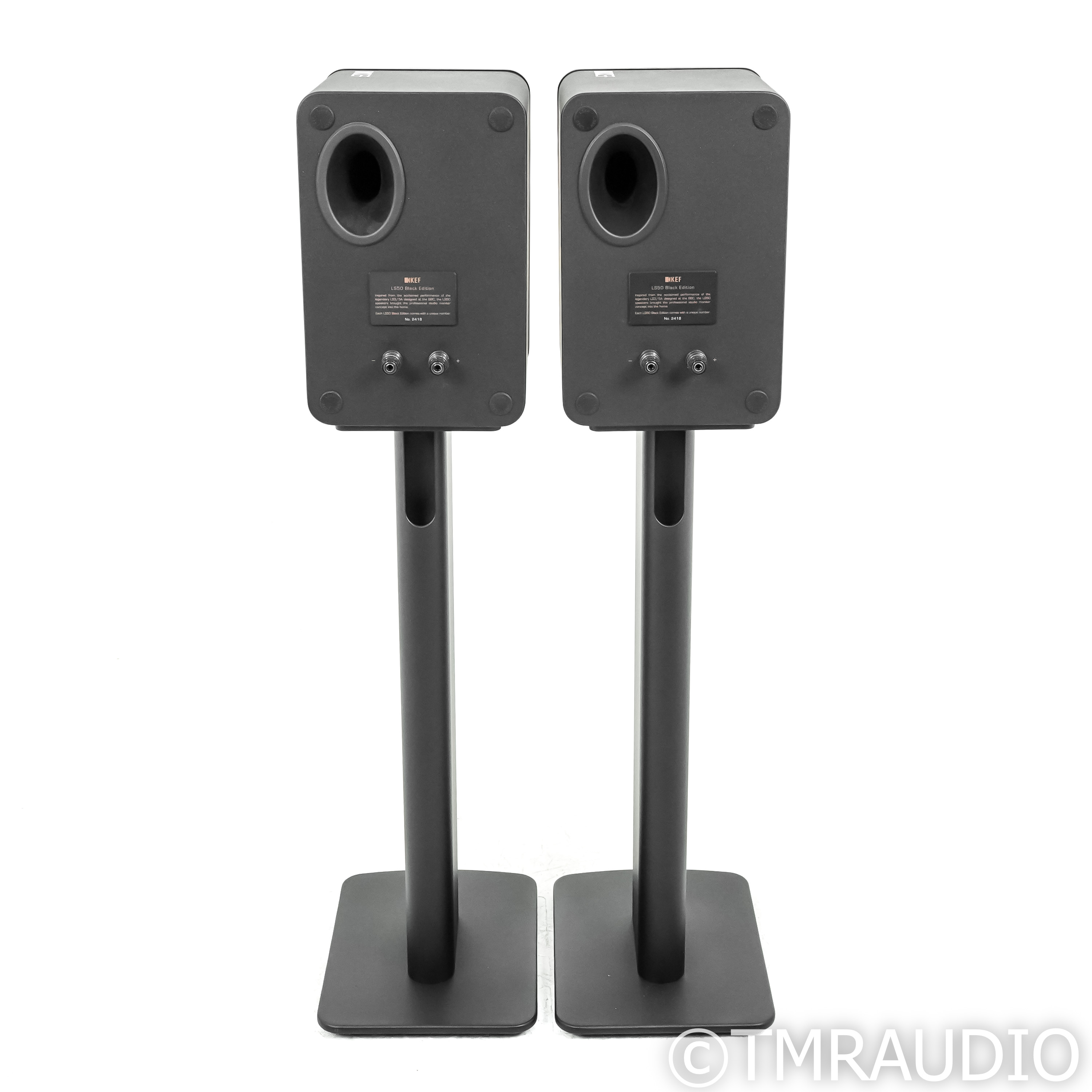 KEF LS50 Black Edition Bookshelf Speakers with Stands; Pair
