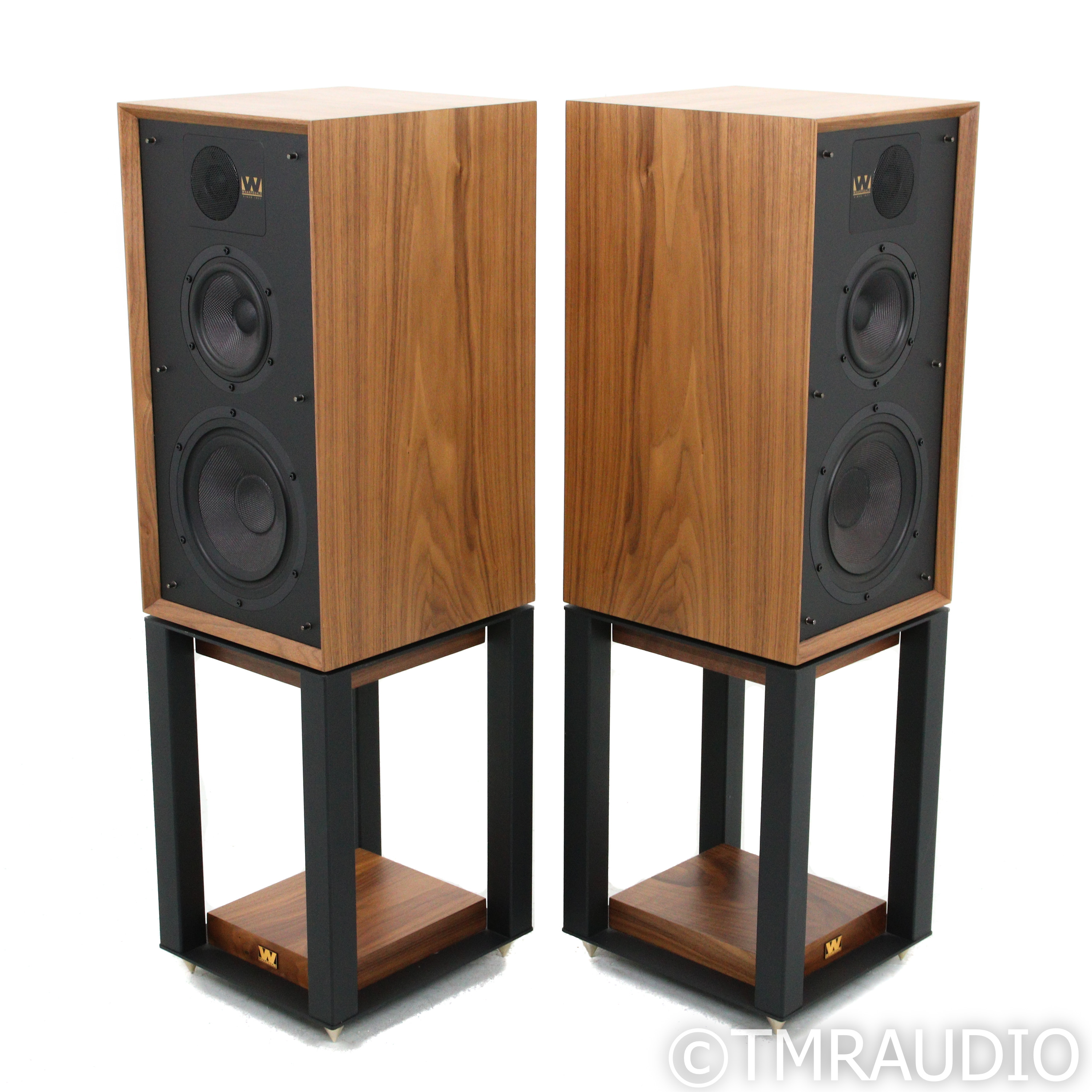 Wharfedale Linton 85th Anniversary Bookshelf Speakers; Walnut Pair with  Stands