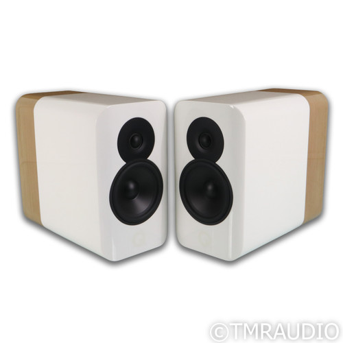 Q Acoustics Concept 300 Bookshelf Speakers; White & Light Oak Pair