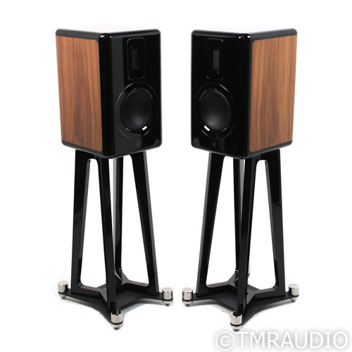 Quad Revela 1 Bookshelf Speakers with Stands; Walnut Pair