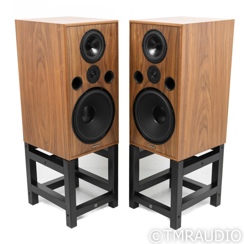 Spendor Classic 100 Bookshelf Speakers; Walnut Pair w/ HiFi Racks Stands