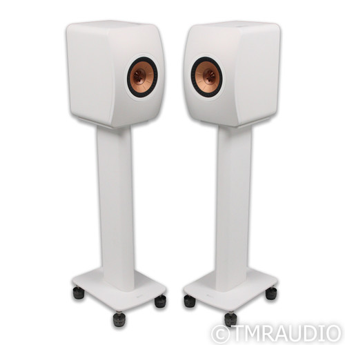 KEF LS50 Meta Bookshelf Speakers; White Pair w/ Stands; Gaia III