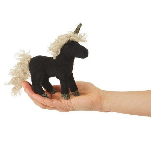 Mini Black Unicorn Finger Puppet