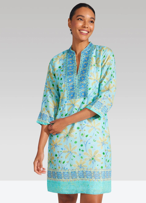 Palms Tunic Dress in Turquoise