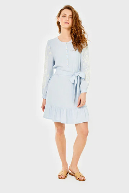 Allyson Embroidered Dress in Halogen Blue