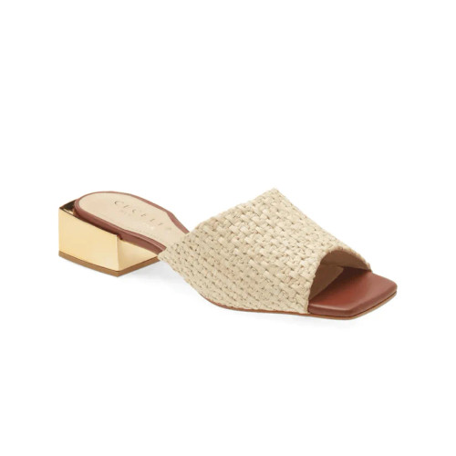 Olivia Mule Sandal in Raffia Cognac