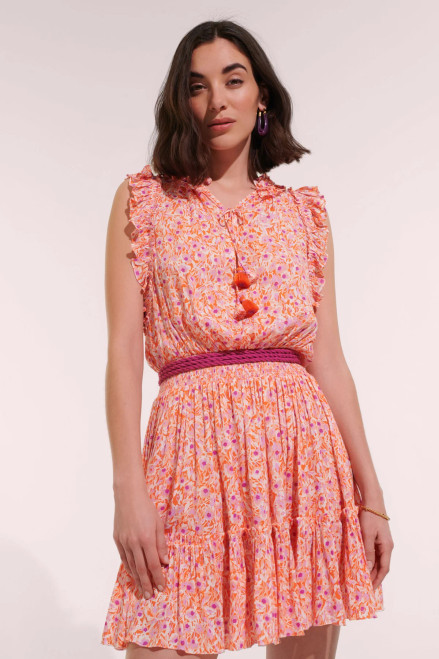 Mini Triny Dress in Orange Ocean Flowers