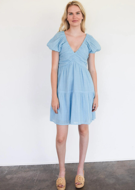 Coco Short Dress in Air Blue Stripe