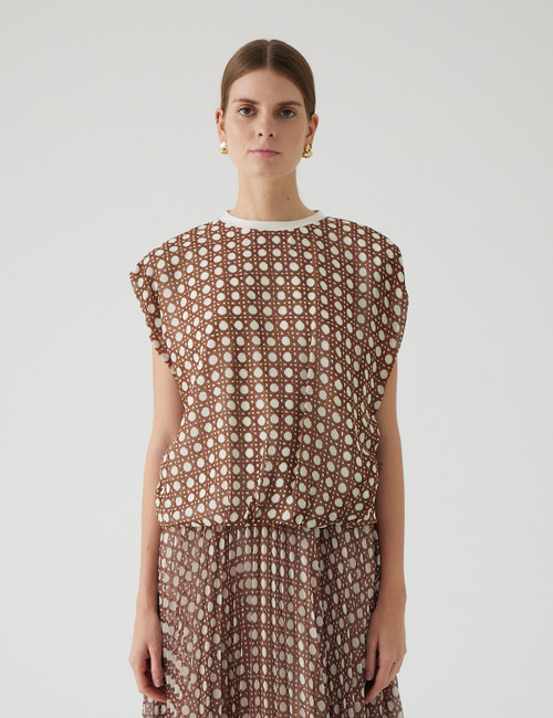 Alana Blouse in Brown/Bone