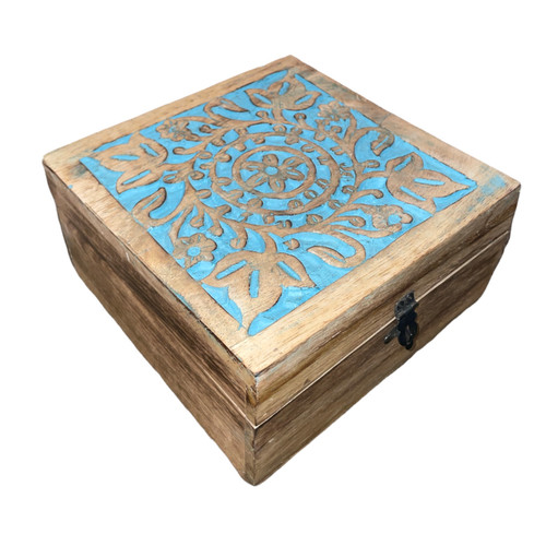 HAND CARVED "MIDNIGHT GARDEN" BOX