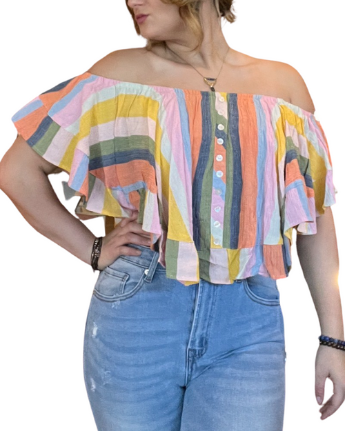 RAINBOW RUFFLE TOP