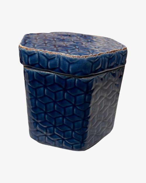 BLUE DEBOSSED JAR WITH LID