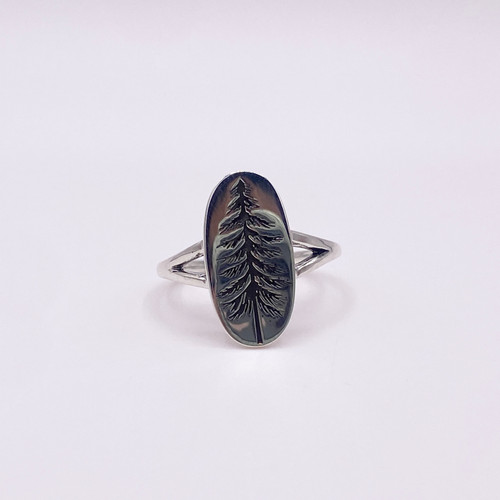 SS ETCHED PINE TREE RING