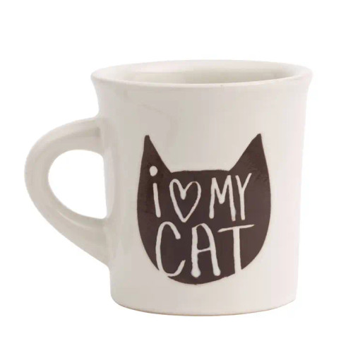 WHITE CERAMIC I <3 MY CAT MUG