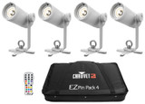 4x Chauvet EZpin Pack 4 Battery Powered Pinspot Light Fixtures w IRC Remote & Case