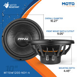 PRV MT10W1200-NDY-4 10" PRO Audio Low Frequency Midbass Woofer 2400 Watts 4-Ohms