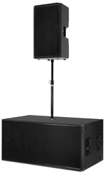 RCF SUB 8008-AS Powered Dual 18" Subwoofer with pole mounted ART 945-A