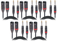 ProX XC-DPXM03 3ft 1/4 TS to Dual XLR Male Audio Cable 5 Pack Pro