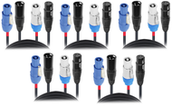 5x ProX XC-PWC14-XLR03 3FT Dual 14AWG Powerkon to Dual XLR Combo Link Cable