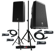 2X EV ZLX-12P G2 ACTIVE DJ 1000W PA BLUETOOTH SPEAKER + STANDS W/ BAG AND CABLES