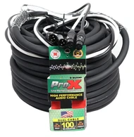 ProX XC-DXLR100 100' Ft. Balanced Dual XLR-M to Dual XLR-F High Performance Audio Cable