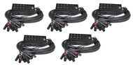ProX XC-SB84XLR25 25ft XLR Snake 8 Send 4 Return Stage Box Cable 5Pack