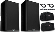 QSC 2X K12.2 12" ACTIVE DJ 2000W 2-WAY PA SPEAKER + CABLES + 2X GPA-TOTE12 BAGS