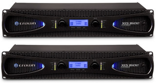 Pair Crown Audio XLS 1502 Power Amp front view