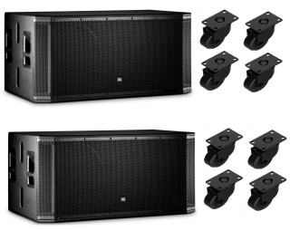 2x JBL SRX928S Dual 18-inch DJ / PA Powered Subwoofer 1100 Watts With Built-in DSP + JBL ACK1 Casters (MINT)