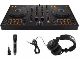 Pioneer DDJ-FLX4 2-CH DJ Controller, Rekordbox and Serato Compatibility + Microphone and Headphones