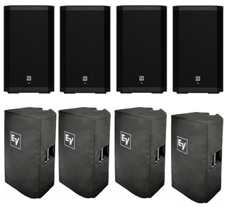 4x EV ZLX-15P G2 15" Powered Speaker w/ Bluetooth, DSP & Remote Control + 4x EV ZLX-15-G2-CVR Cover (MINT)