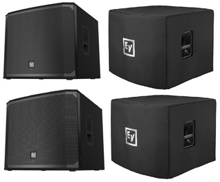2x EV EKX-18SP Active 18" Powered Sub-Woofer 1300W with DSP + 2x EV EKX-18S-CVR Speaker Cover (MINT)