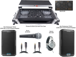 Pioneer DDJ-FLX4 DJ Controller, Rekordbox &  Serato Compatibility + 2x Alto TS412 12" Speakers + Accessories