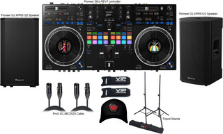 Pioneer DDJ-REV7 Scratch-style DJ controller for Serato DJ Pro + 2x XPRS122 Speakers & Accessories