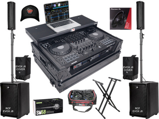 Pioneer DDJ-FLX10 Controller For Rekordbox & Serato DJ Pro + 2x RCF EVOX J8 Array System + Accessories