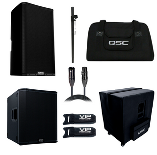 QSC K12.2 Active 12" 2-way 2000 Watts PA / DJ Powered Speaker + QSC KS118 18" Subwoofer 3600W + Accessories