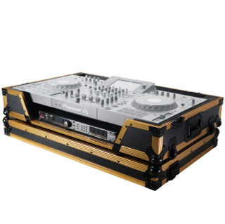 ProX XS-XDJXZ WFGLD ATA Flight Case ATA Flight Case For Pioneer XDJ-XZ DJ Controller with Laptop Shelf 1U Rack Space and Wheels - Gold Black
