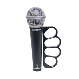 Front view ProX X-GRIPMATE-BLK hand-gripped mic holder