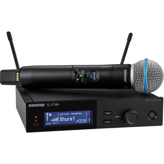 Shure SLXD24+/B58-G57 wireless mic with receiver front view