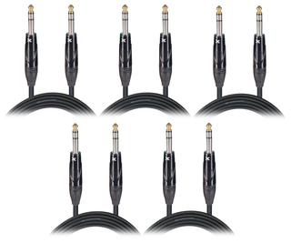 5-Pack Balanced 1/4" TRS Male Cables