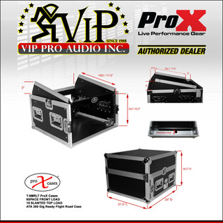 ProX T-6MRLT 6U Rack x 10U Top Mixer DJ Combo Flight Case w Sliding Laptop Shelf