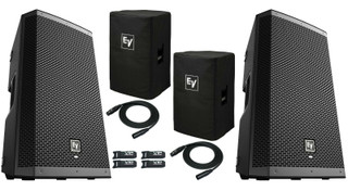 2x EV ZLX-15BT Active DJ 1000W PA Bluetooth Speaker + (2) ZLX-15-CVR + 2x Cables