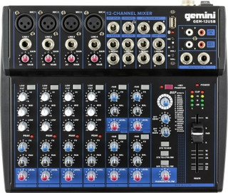 Gemini GEM-12USB audio mixer top view