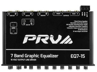 PRV EQ7-15 7-Band Car Audio 1/2 DIN Graphic Equalizer 15 Volts 6-Ch RCA Output