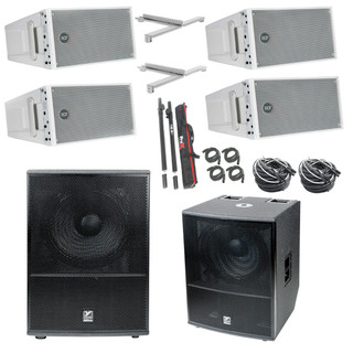 2x Yorkville ES18P 18" Powered Subwoofer 3200W W/ 4x RCF HDL10A-W & Accessories